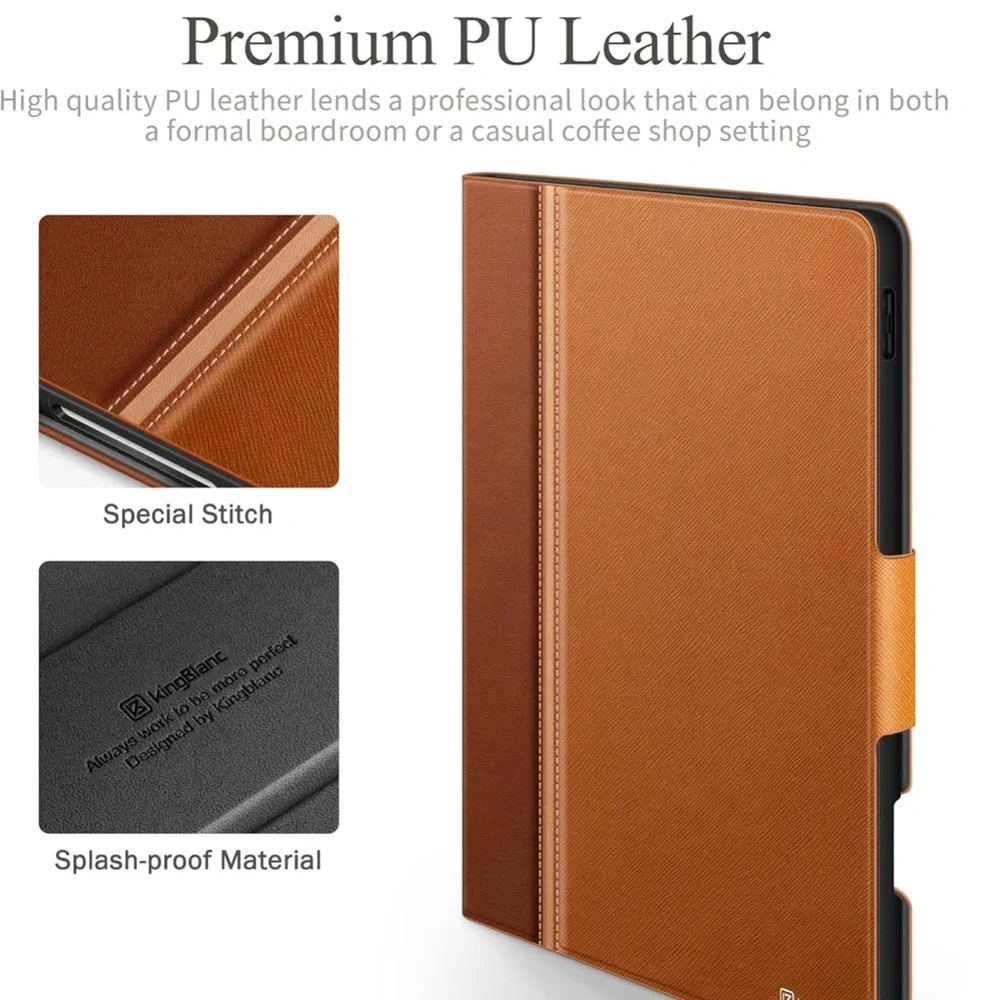 KingBlanc Folio Case for iPad Pro 6th 5th 4th 3rd 12.9 inch 2021/2020/2018 Brown